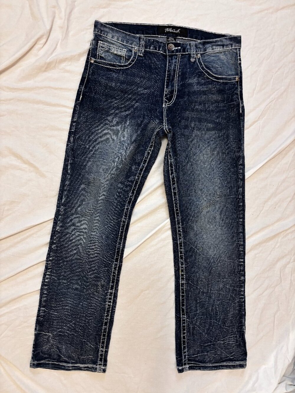 True Luck Mens Straight Stretch Premium Denim Jeans Blue 32x32 32 waist dark